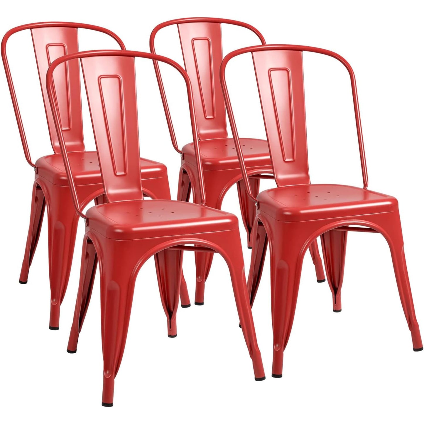 Stackable Metal Dining Chair Set with Classic Bistro Design for Indoor & Outdoor Use