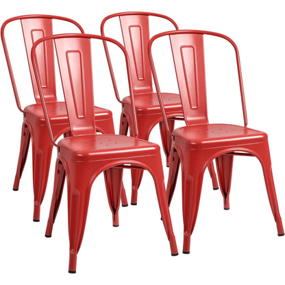 Stackable Metal Dining Chair Set with Classic Bistro Design for Indoor & Outdoor Use