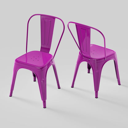 Rivbuio Metal Dining Chairs with Backrest, Stackable, Color, 2 Pack