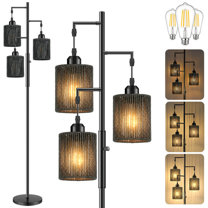 Hotsonic 72" Tall Boho Floor Lamp-Black