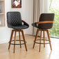 Mid Century Modern Swivel Bar Stools with Faux Leather Upholstery & Walnut Legs