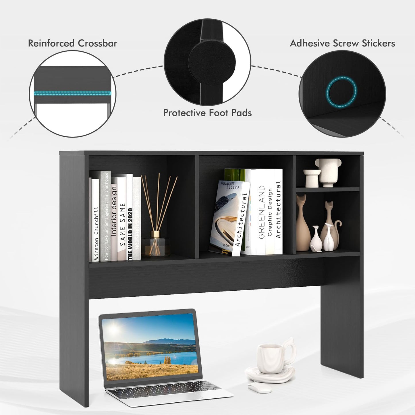3-Tier Desktop Bookshelf Organizer with Storage Shelves for Office & Dorm