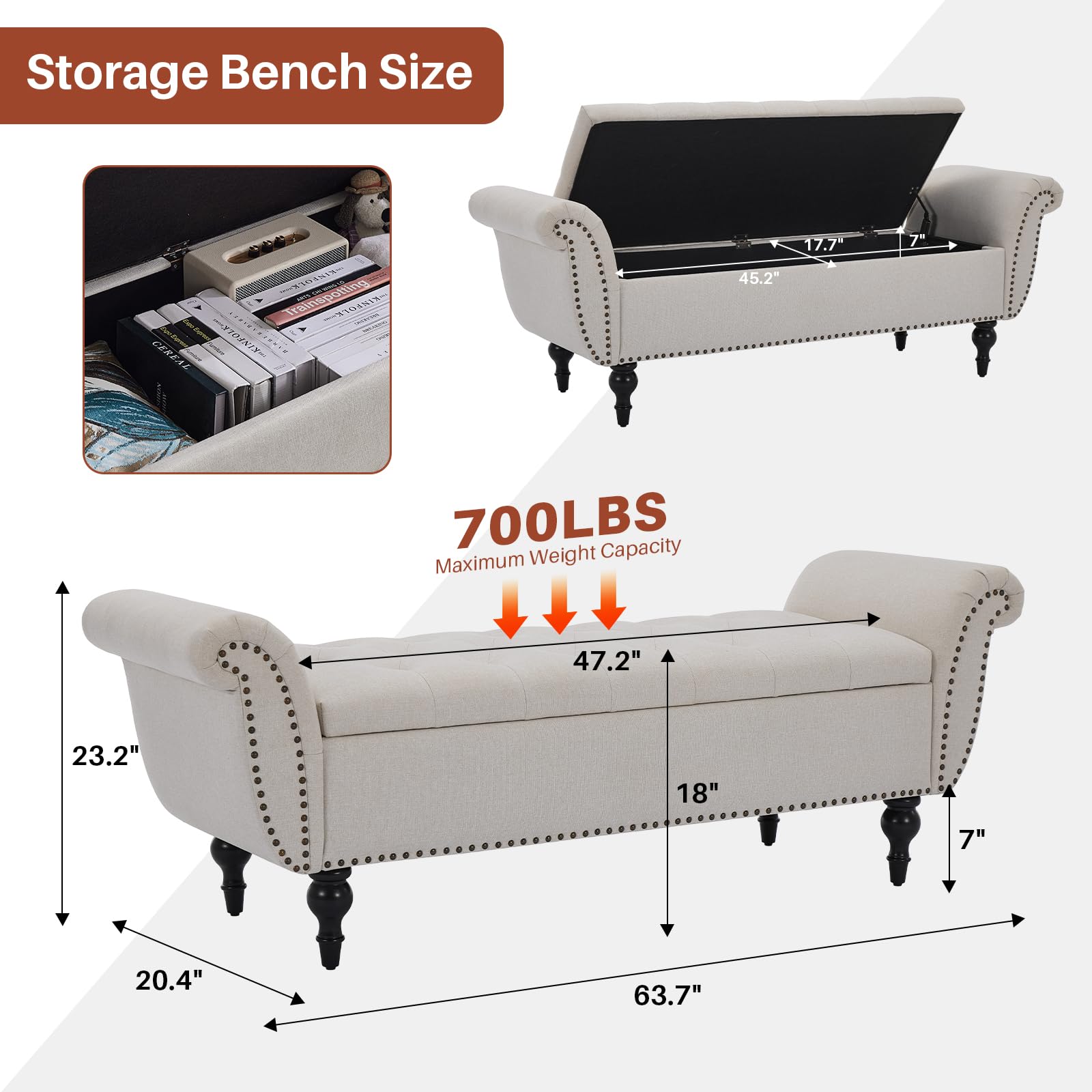 obmedin 63.78" Ottoman with Storage Storage Ottoman Bench