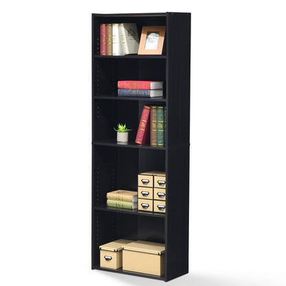 Tiered Wood Bookshelf with Open Storage Shelves for Home & Office