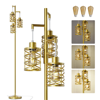 Industrial Boho Tall Floor Lamp for Living Room, Bedroom & Office