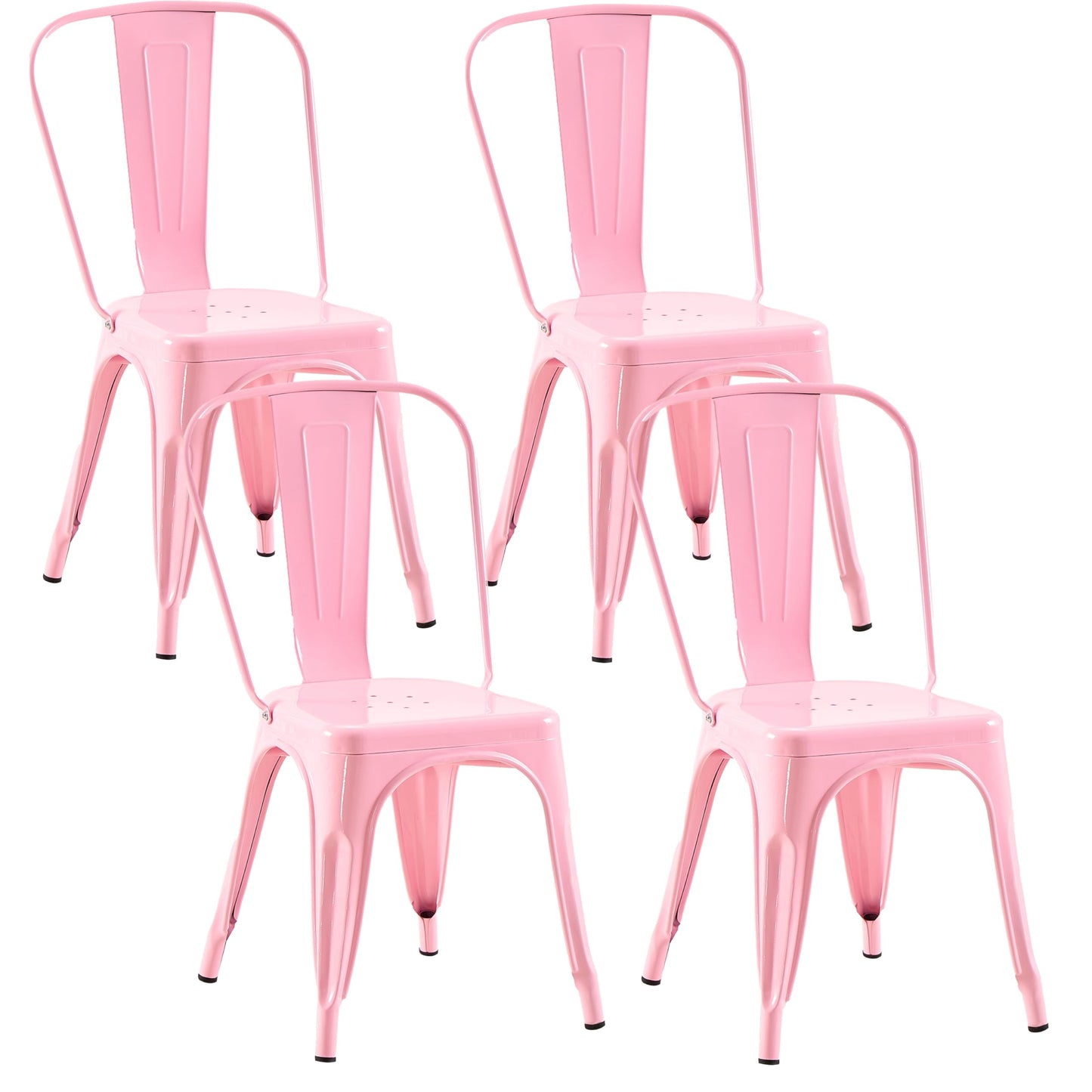 Rivbuio Metal Dining Chairs with Backrest, Stackable, Color, 2 Pack