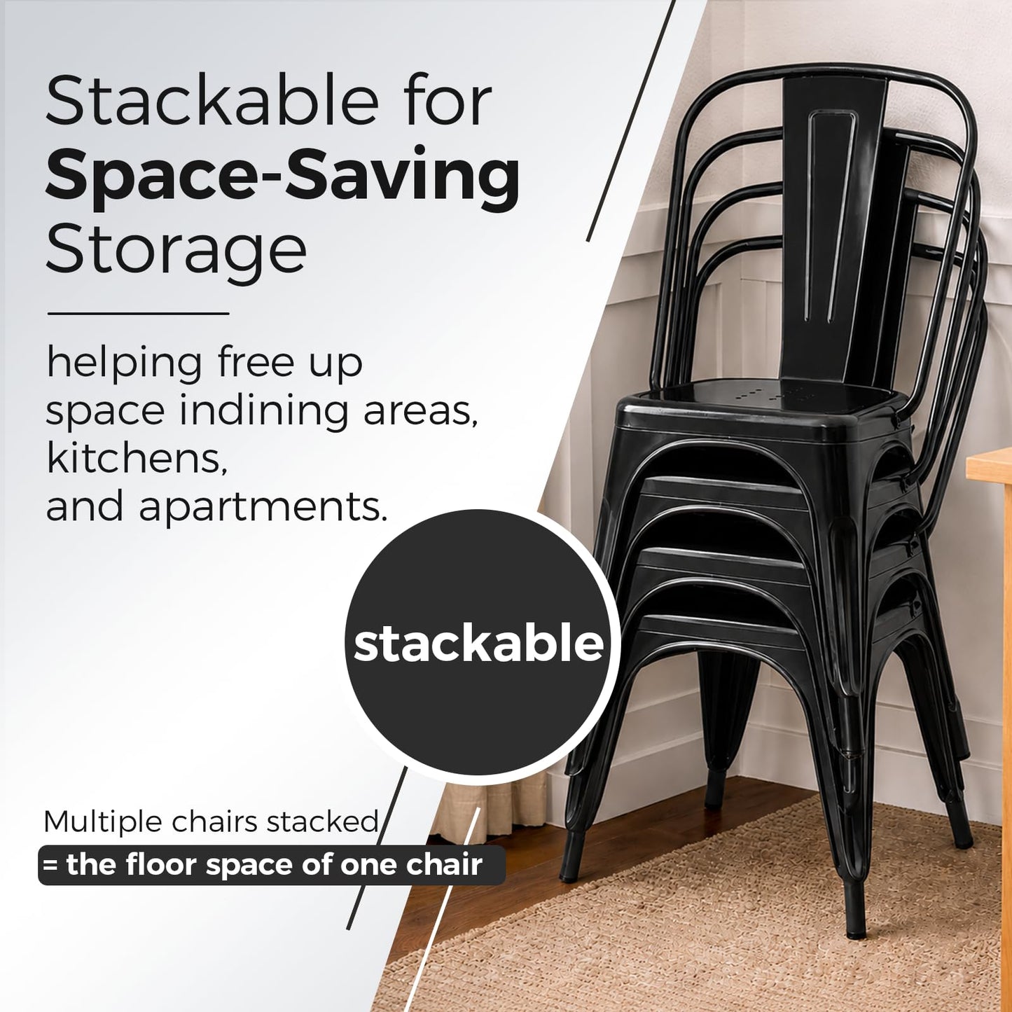 Rivbuio Metal Dining Chairs with Backrest, Stackable, Color, 2 Pack