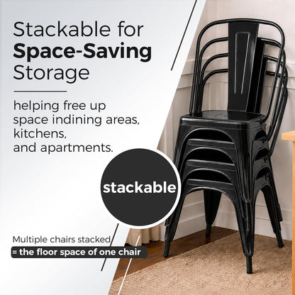 Rivbuio Metal Dining Chairs with Backrest, Stackable, Color, 2 Pack