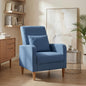 Mid Century Modern Upholstered Accent Chair with Wood Legs & Pillow