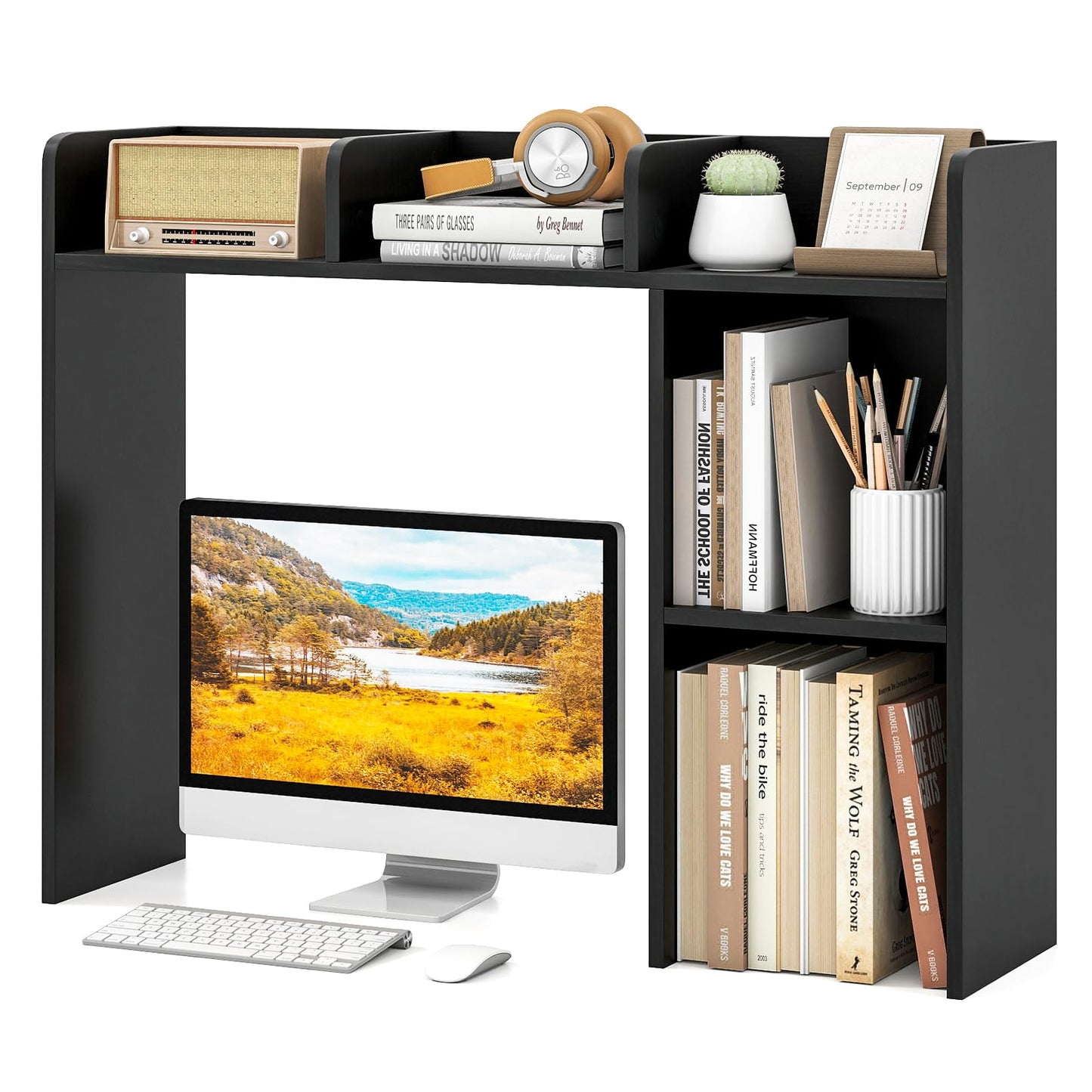 3-Tier Desktop Bookshelf Organizer with Storage Shelves for Office & Dorm