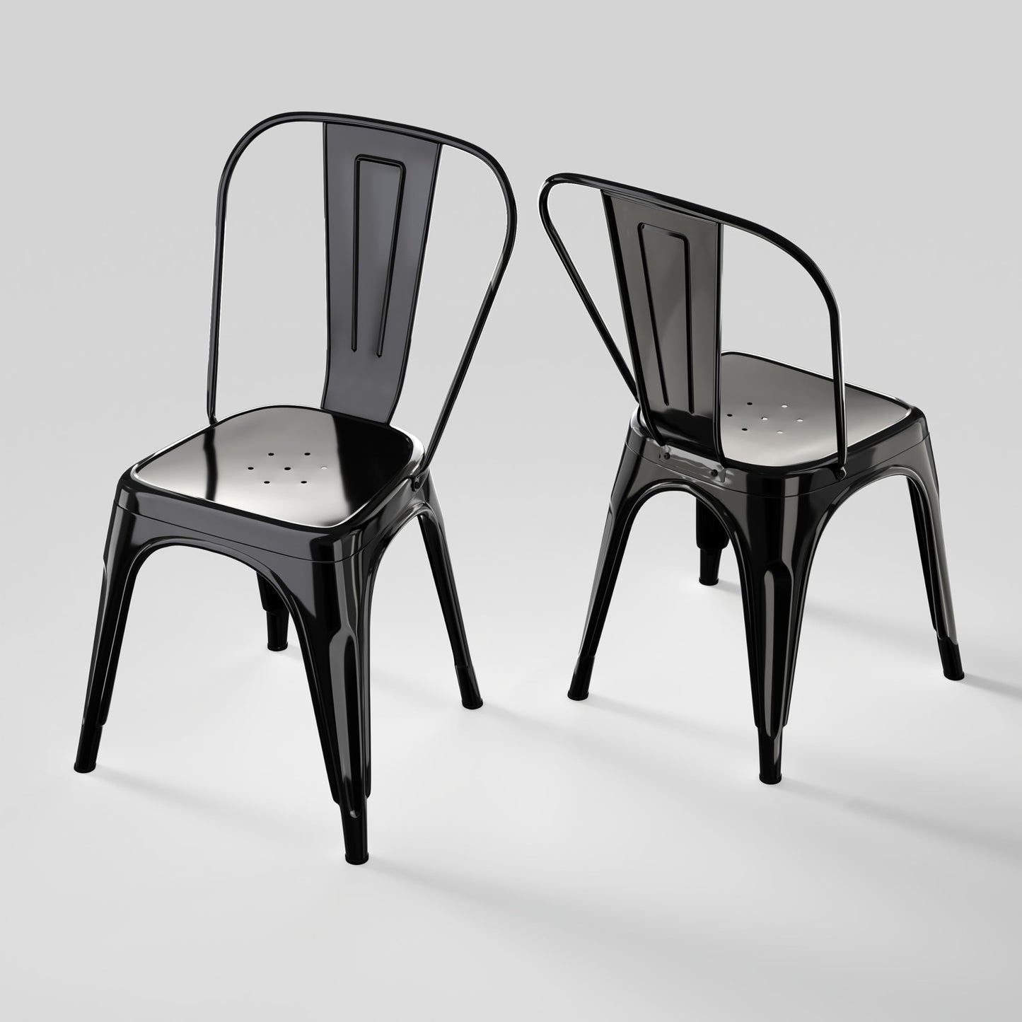 Rivbuio Metal Dining Chairs with Backrest, Stackable, Color, 2 Pack