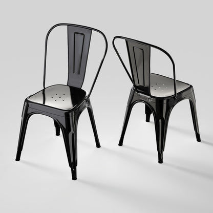 Rivbuio Metal Dining Chairs with Backrest, Stackable, Color, 2 Pack