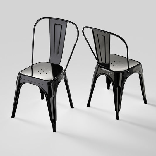 Rivbuio Metal Dining Chairs with Backrest, Stackable, Color, 2 Pack