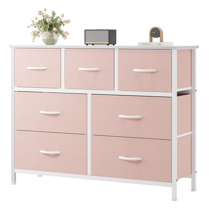 7 Drawer Fabric Dresser with Storage Bins and Steel Frame for Bedroom & Closet