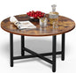 Round Coffee Table with Metal Frame for Living Room & Office