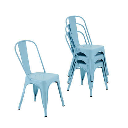 Farmhouse Metal Dining Chair with Stackable Indoor & Outdoor Design