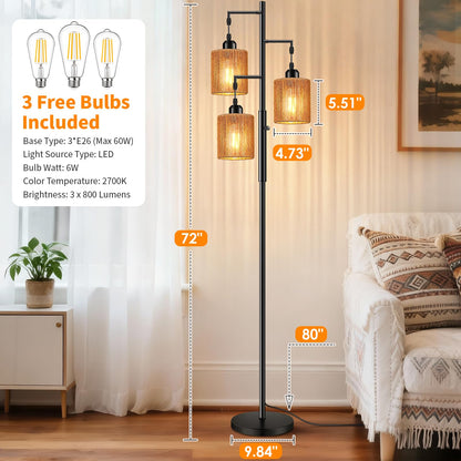 Hotsonic 72" Tall Boho Floor Lamp-Black