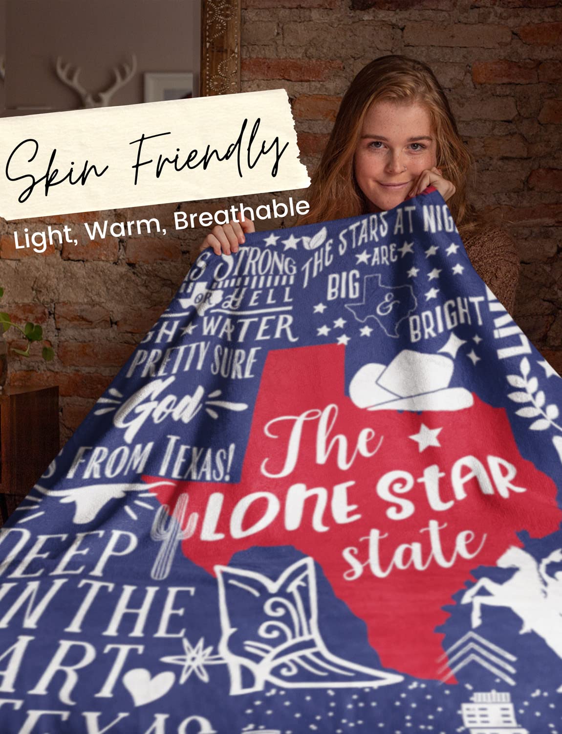 Plush Texas Throw Blanket with Cozy Flannel Design for Home Decor