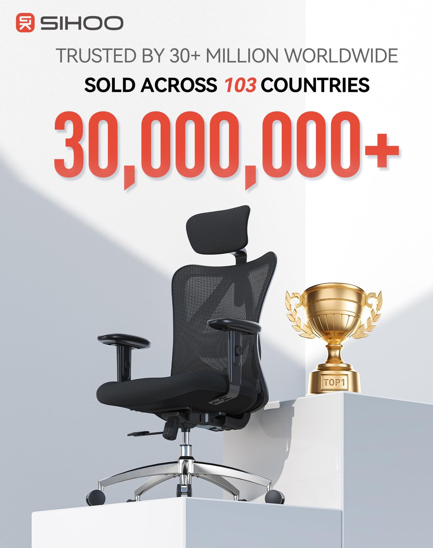Ergonomic Mesh Office Chair with Adjustable Lumbar Support & Headrest
