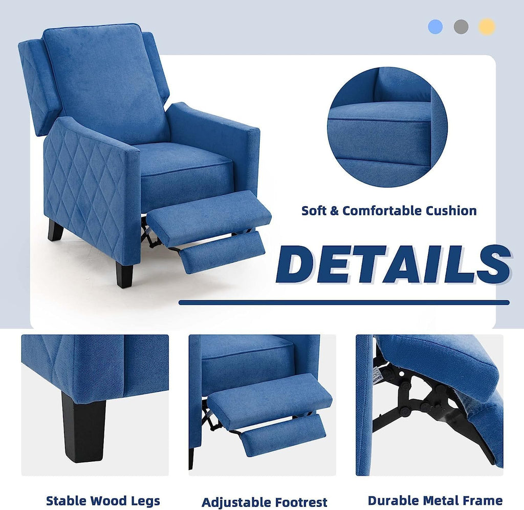 Mid Century Push Back Recliner Accent Chair with Wingback Design