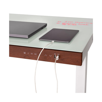Seville Classics Airlift Electric Height Adjustable Desk with Tempered Glass Top
