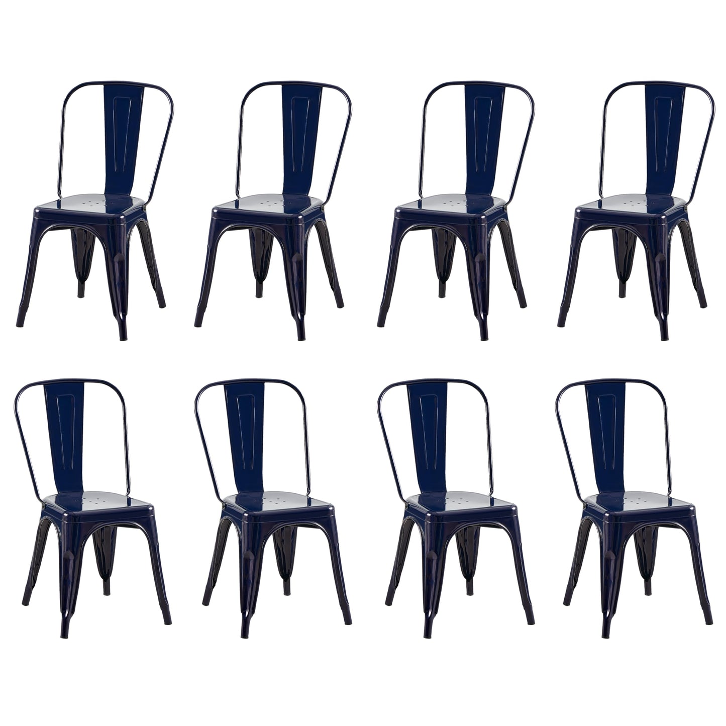 Rivbuio Metal Dining Chairs with Backrest, Stackable, Color, 2 Pack