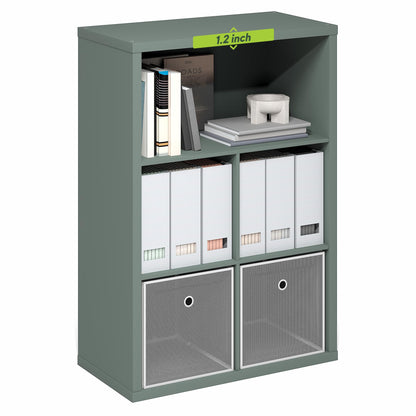 Tiered Wood Bookshelf with Open Storage Shelves for Home & Office