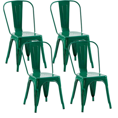 Rivbuio Metal Dining Chairs with Backrest, Stackable, Color, 2 Pack