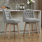 Modern Linen Upholstered Counter Height Bar Stools with Swivel & Wood Legs