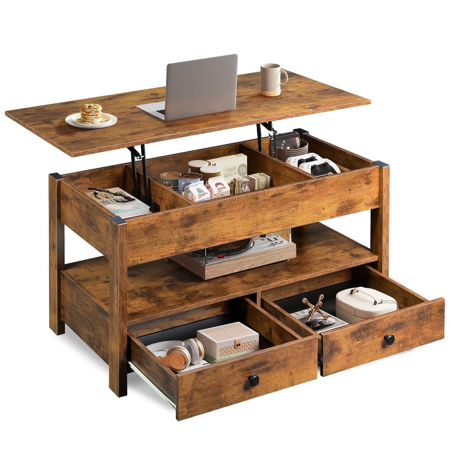 WLIVE Lift Top Coffee Table with Hidden Storage