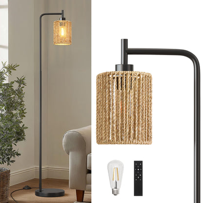Industrial Boho Tall Floor Lamp for Living Room, Bedroom & Office