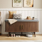 Decofy Storage Bench with Cushion and Sliding Doors