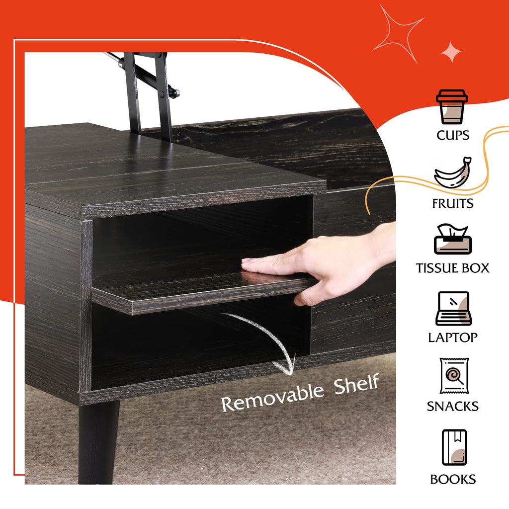 WLIVE Lift Top Coffee Table with Hidden Storage