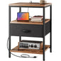 Nightstand with Charging Station and Adjustable Fabric Drawer