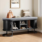 Decofy Storage Bench with Cushion and Sliding Doors