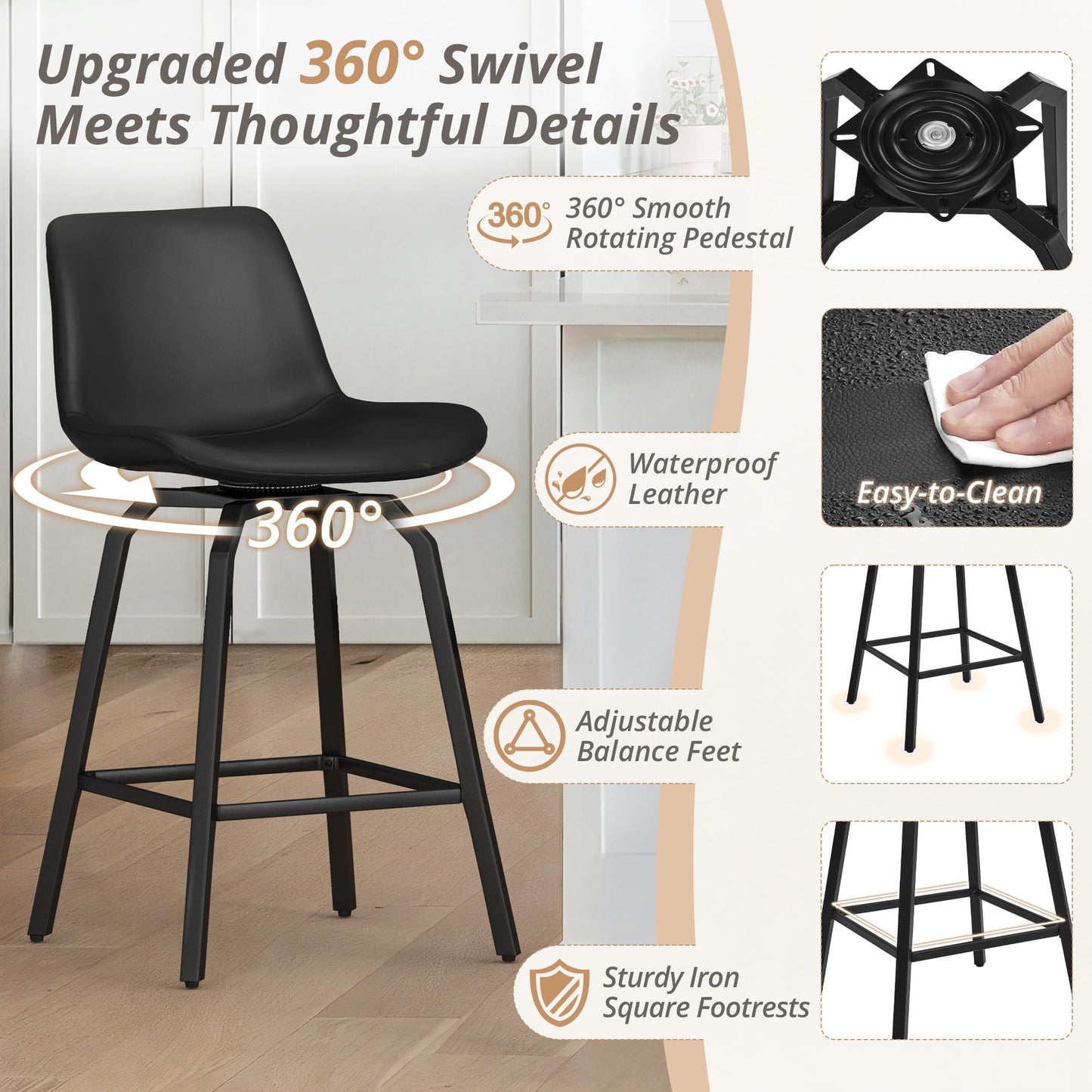 LUE BONA 360° Swivel Bar Stools
