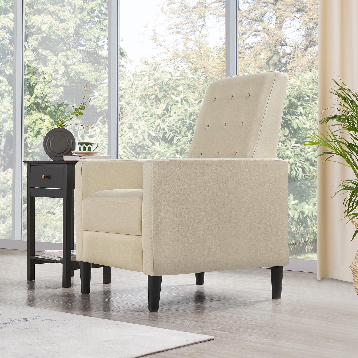 Yaheetech Fabric Recliner Chair Set of 2 Tufted Sofa Chair Beige