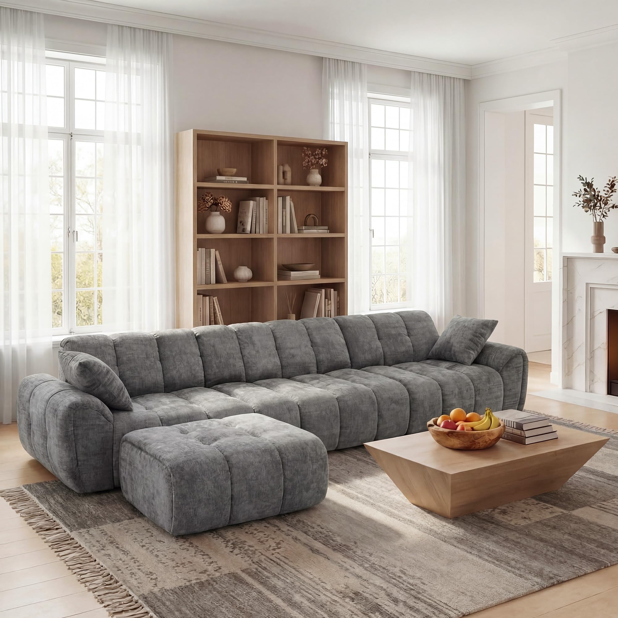 Claiks 118" Modular Boneless Couch, Sectional Couches for Living Room