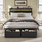 Forestell Bed Frame with Headboard, Platform Bed with 4 Storage Drawers