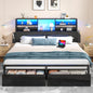 Metal Wood Platform Bed Frame with Headboard & Heavy Duty Support Slats