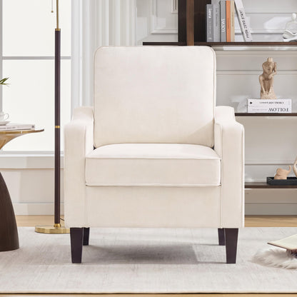 Mid Century Modern Accent Chair with Upholstered Seat & Wood Legs