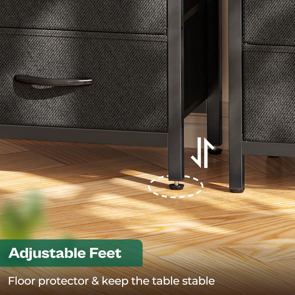 Nightstand Set with Charging Station, USB Ports & Fabric Drawers