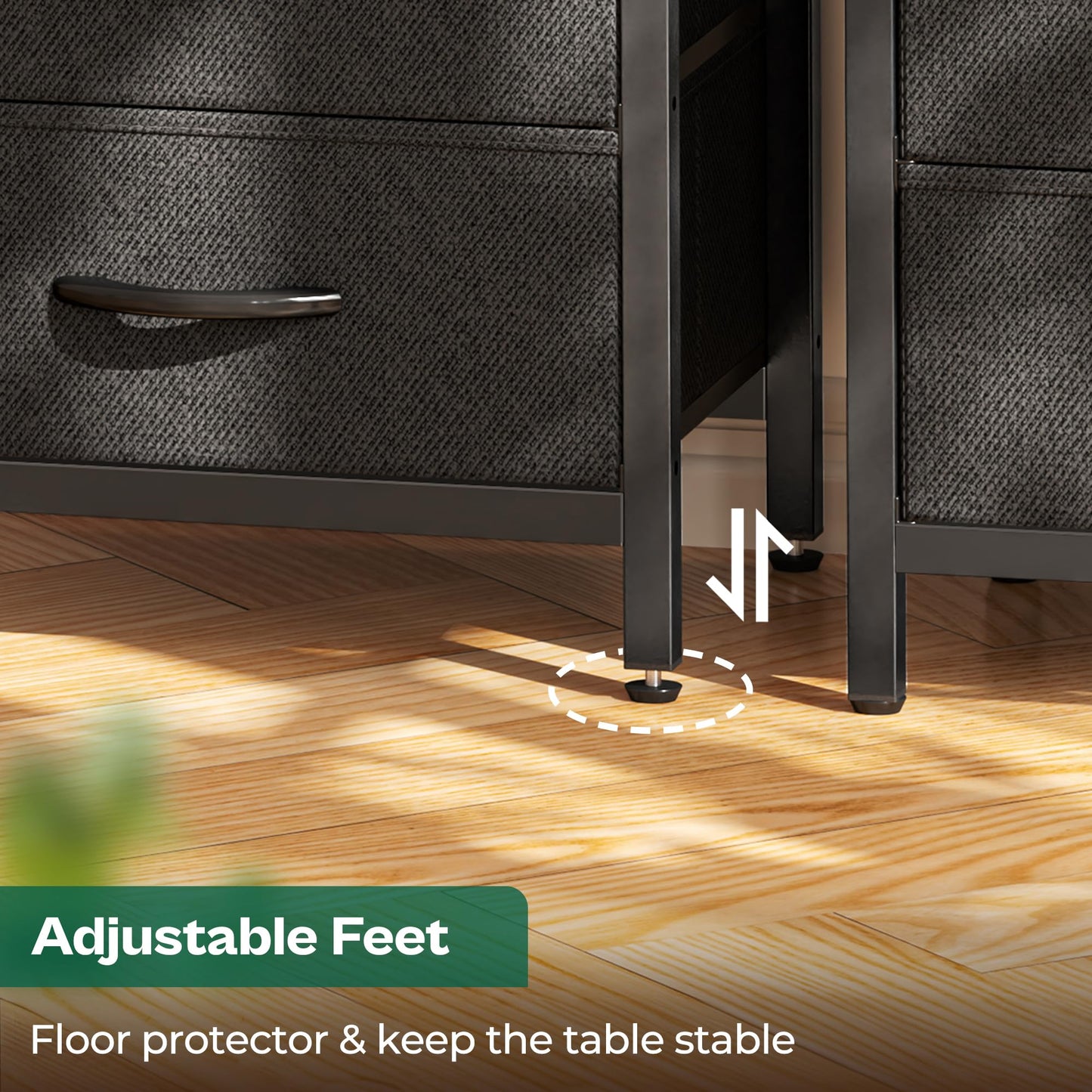 Nightstand Set with Charging Station, USB Ports & Fabric Drawers