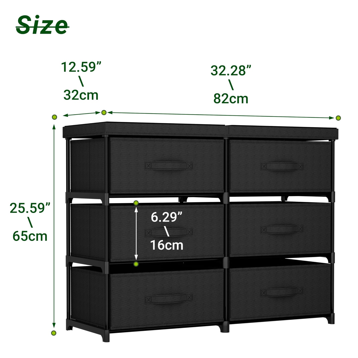 Metal Frame Storage Dresser with Fabric Drawers and Wood Top Shelf