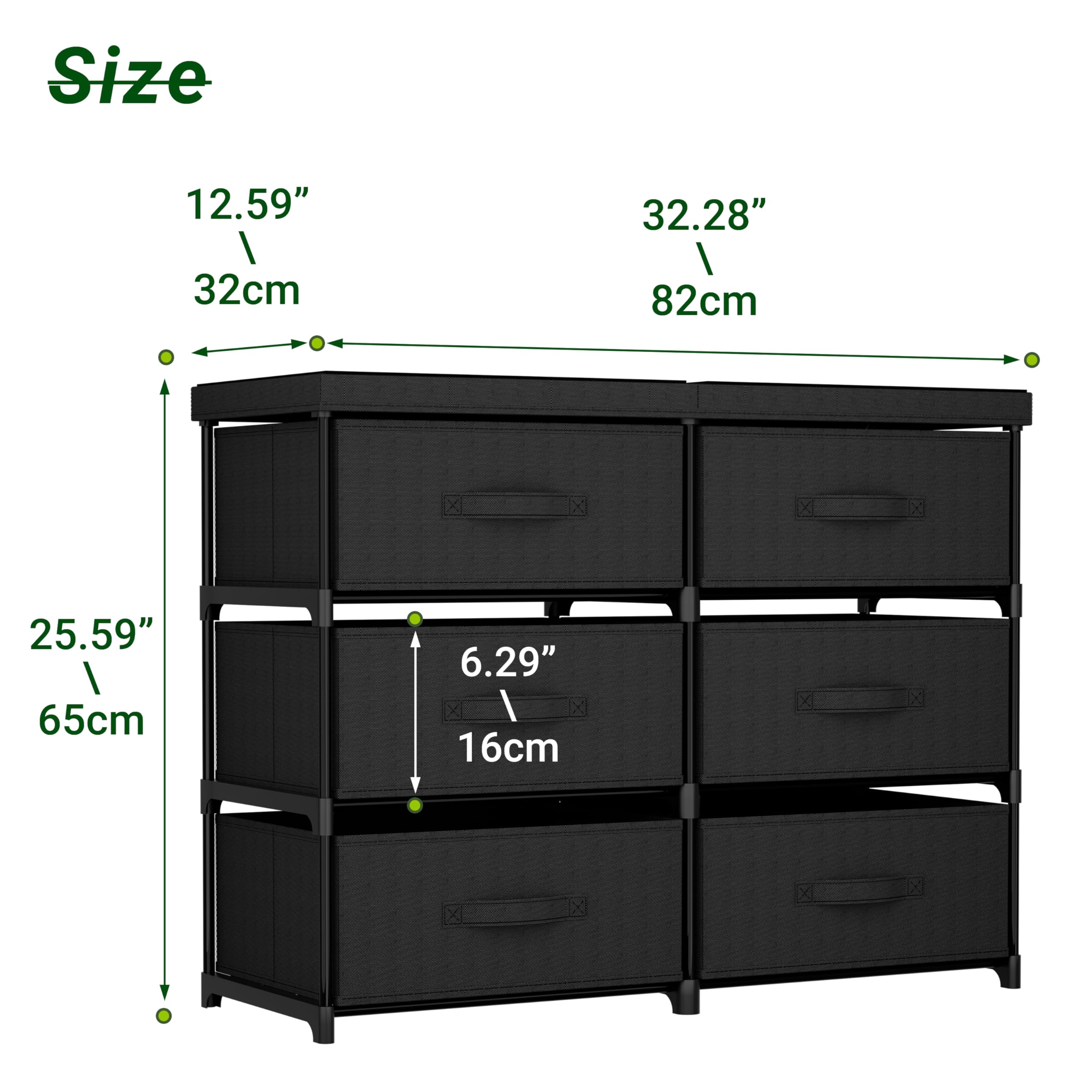 Metal Frame Storage Dresser with Fabric Drawers and Wood Top Shelf