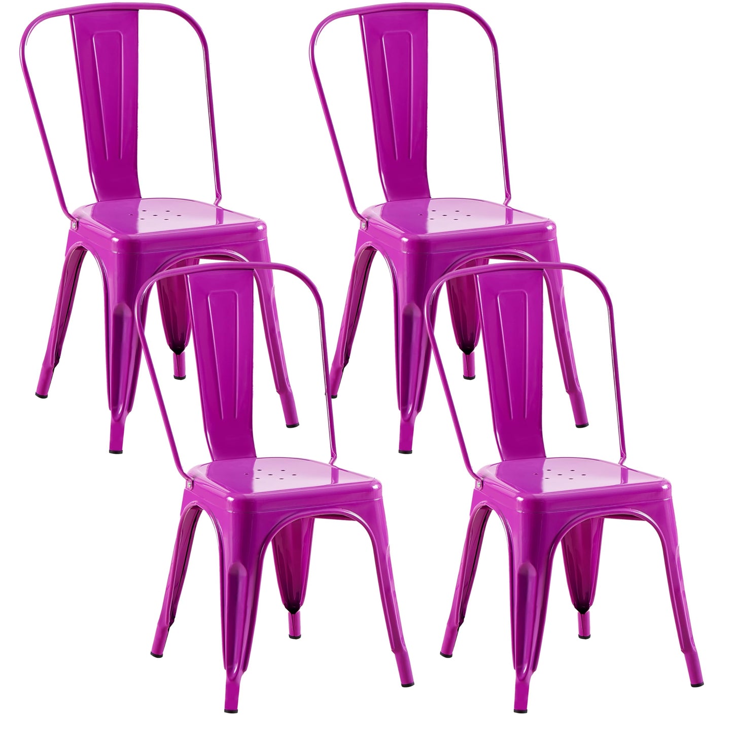 Rivbuio Metal Dining Chairs with Backrest, Stackable, Color, 2 Pack