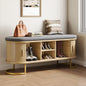 Decofy Storage Bench with Cushion and Sliding Doors