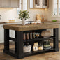 Farmhouse Kitchen Island with Storage Shelves and Large Worktop
