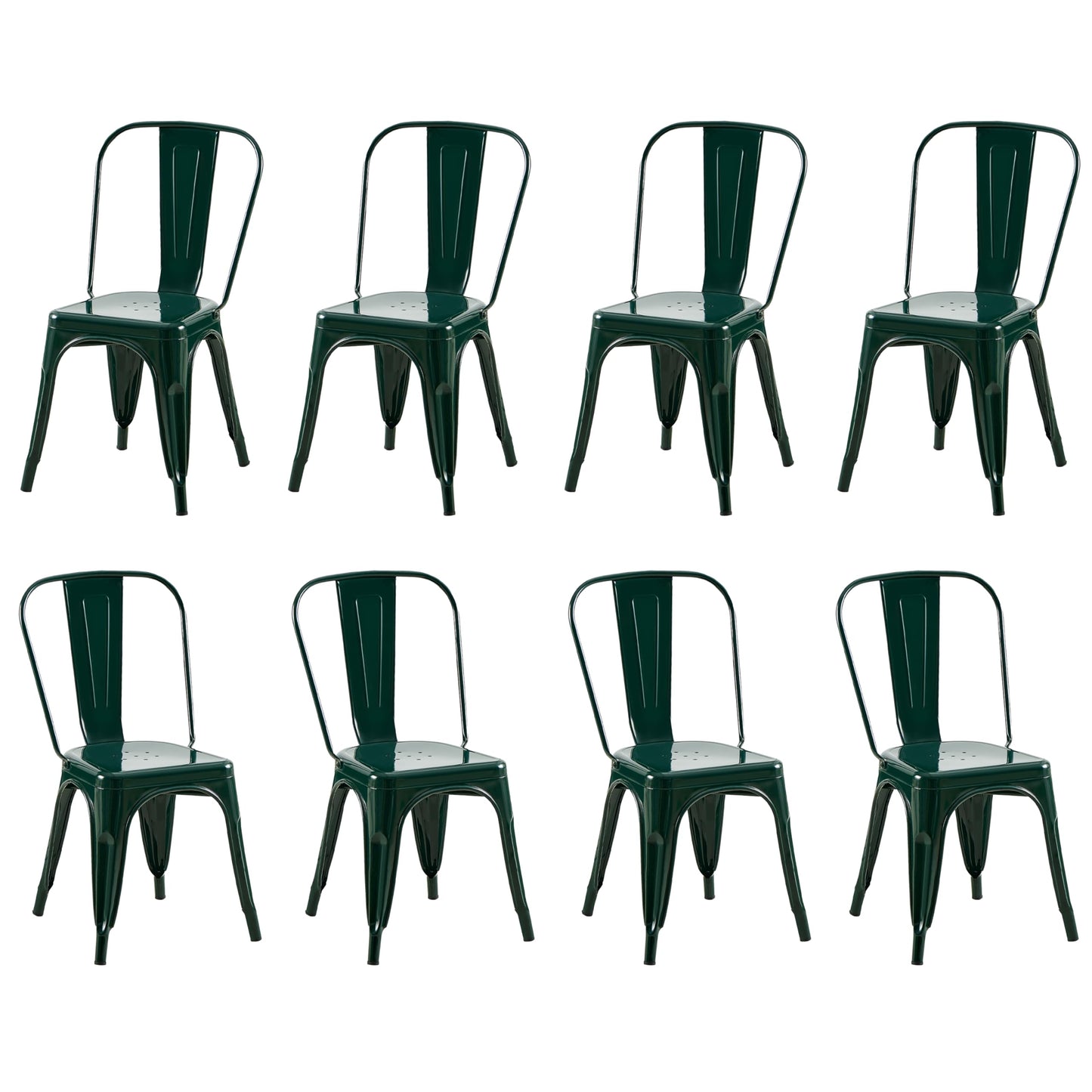 Rivbuio Metal Dining Chairs with Backrest, Stackable, Color, 2 Pack