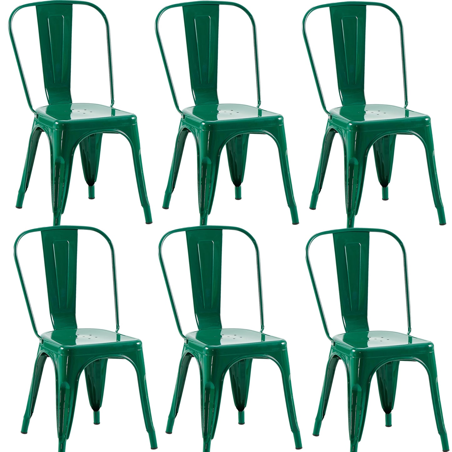 Rivbuio Metal Dining Chairs with Backrest, Stackable, Color, 2 Pack